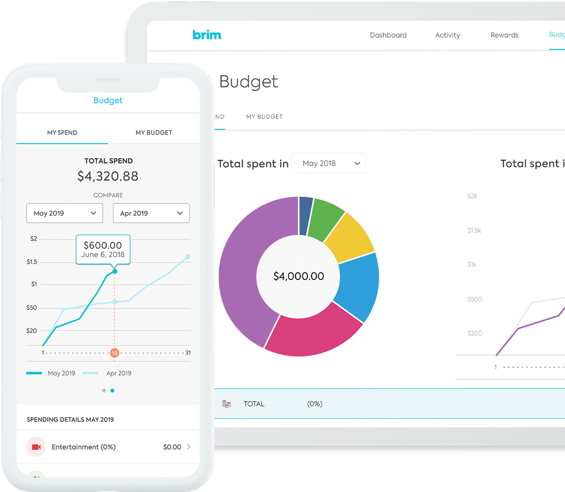 Brim 360 Budget Tracker on iPhone and tablet